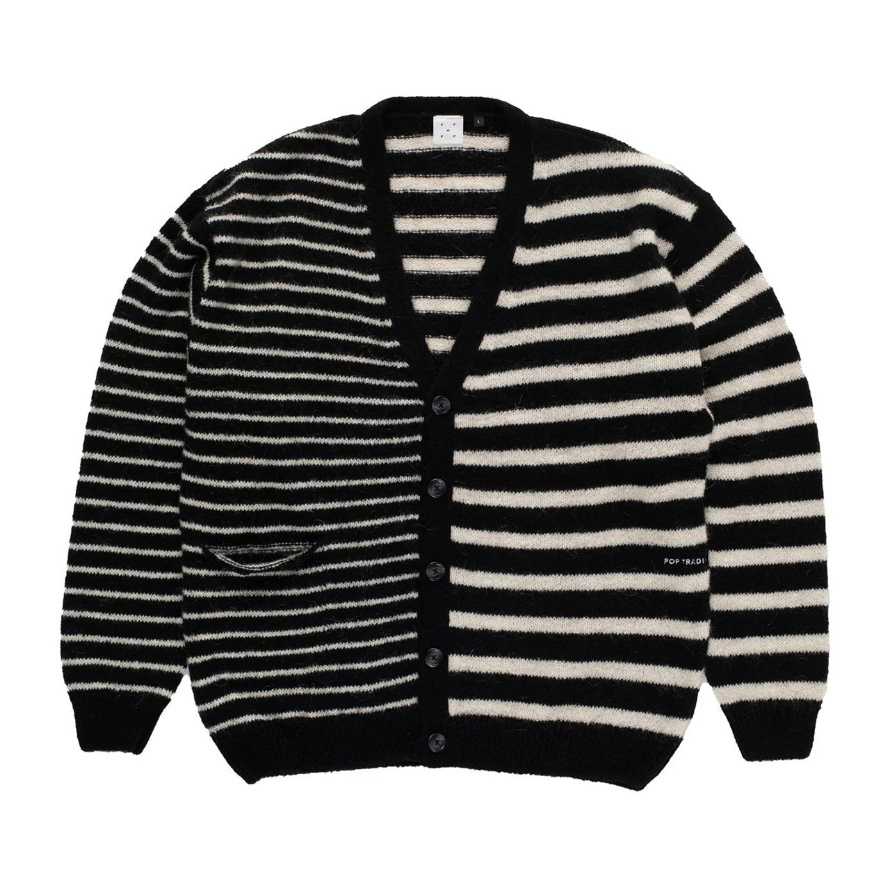 Mohair Striped Knitted Cardigan - Black/White