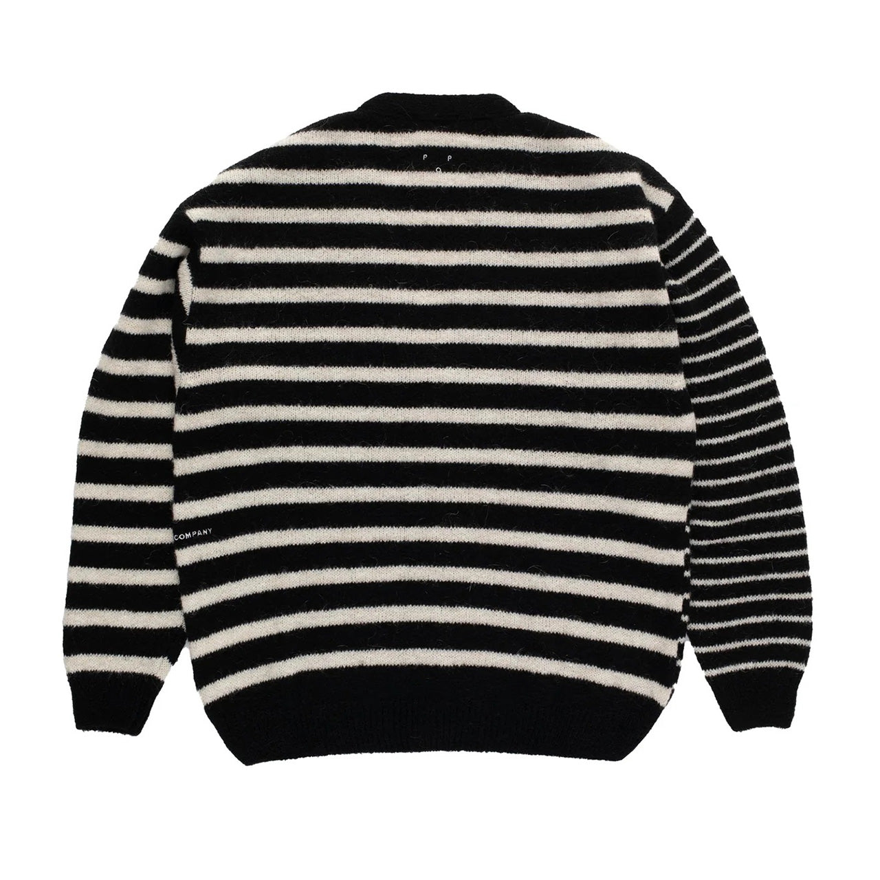 Mohair Striped Knitted Cardigan - Black/White