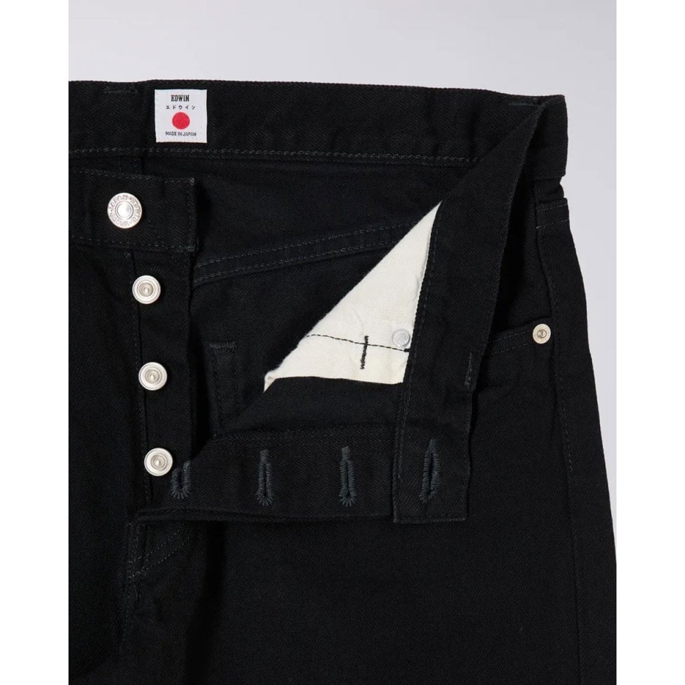 Regular Tapered 'Kaihara' Right Hand Black Denim 13oz - Black