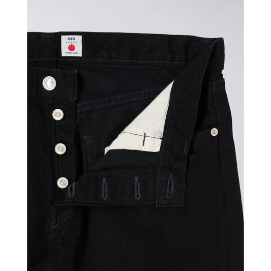 Regular Tapered 'Kaihara' Right Hand Black Denim 13oz - Black
