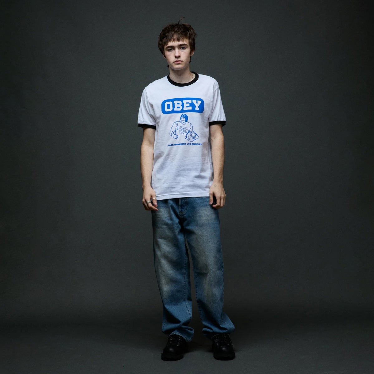 Peace Movement Ringer Tee - White / Black