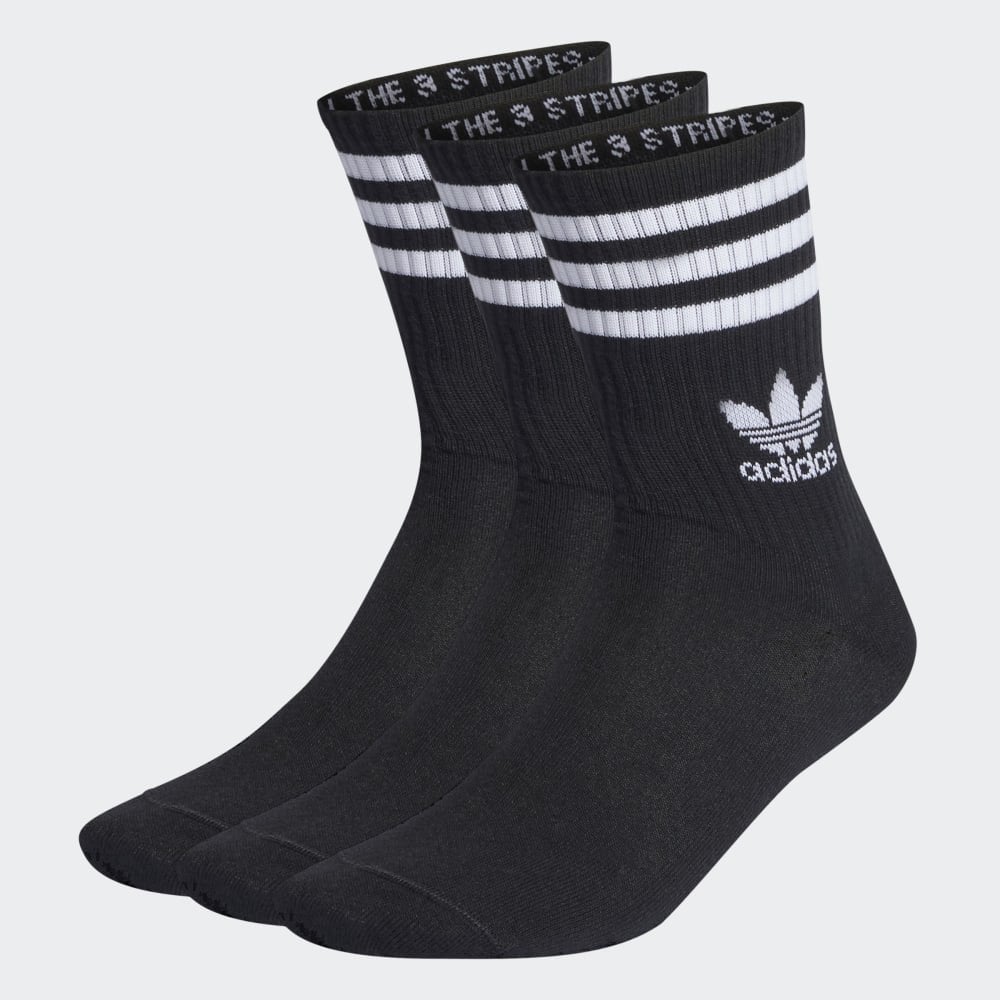 Crew Socks, 3 Pairs - Black / White