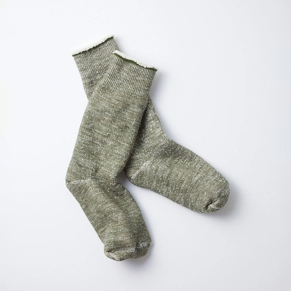 Double Face Crew Socks - Army Green