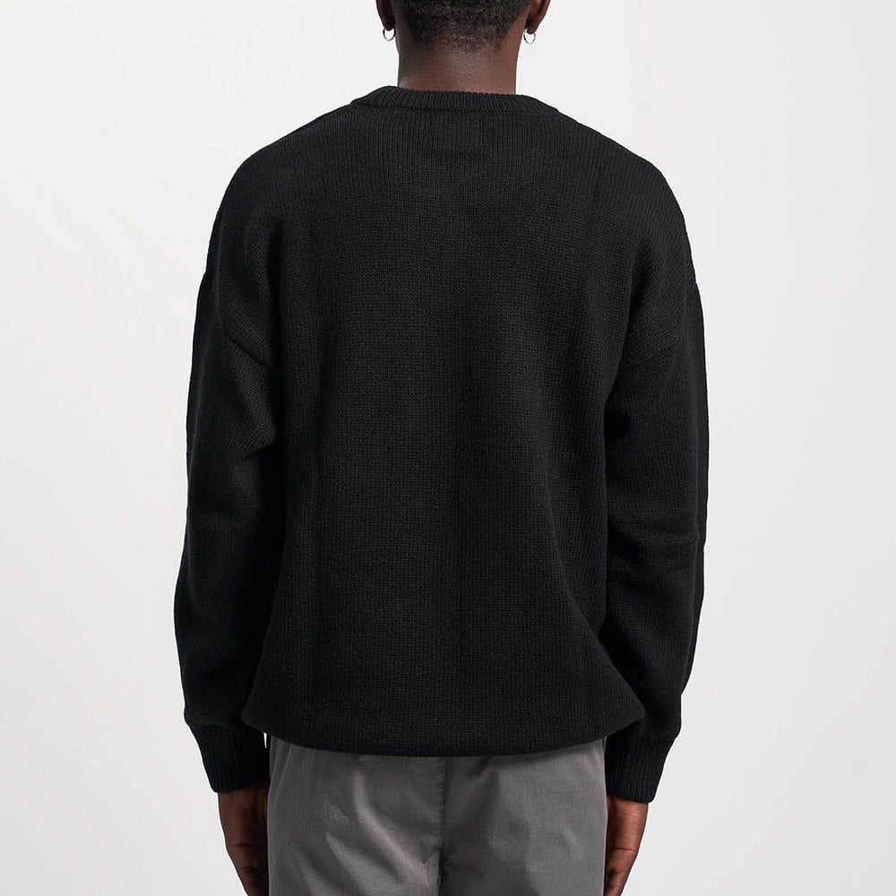 Oversized Merino Wool Crew - Deep Black
