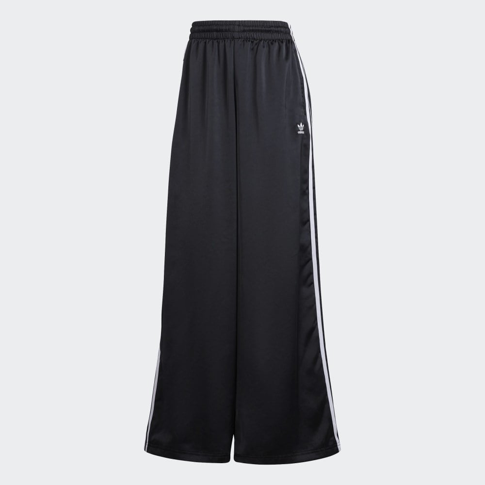 Women's Satin Wide Leg Joggers - Black