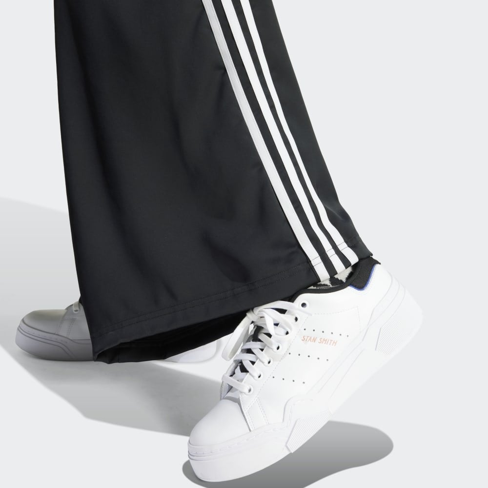 Women's Satin Wide Leg Joggers - Black