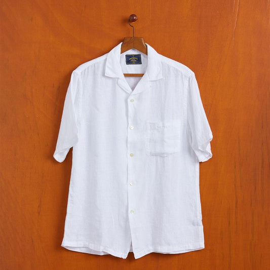 Linen Camp Collar Shirt - White