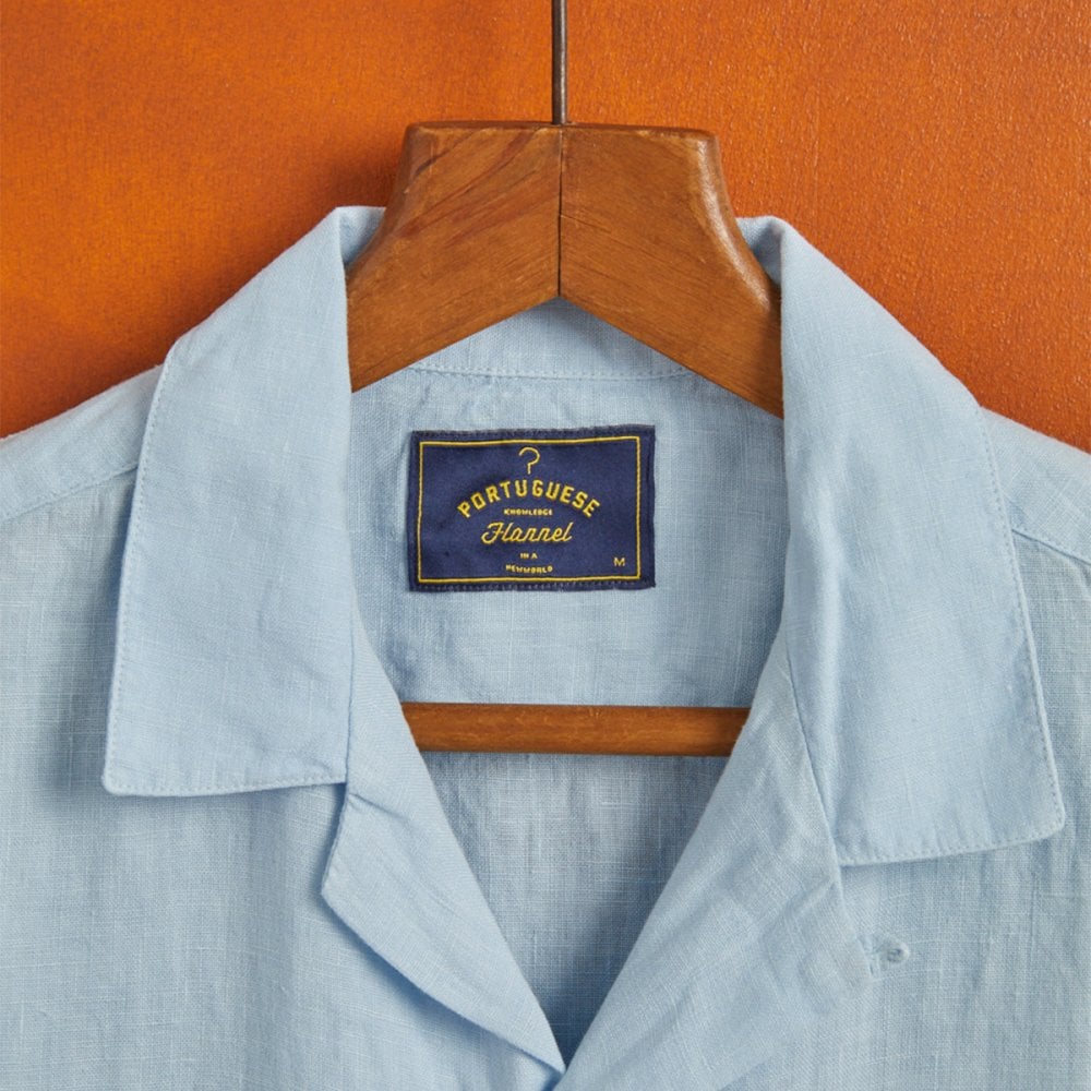 Linen Camp Collar Shirt - Sky