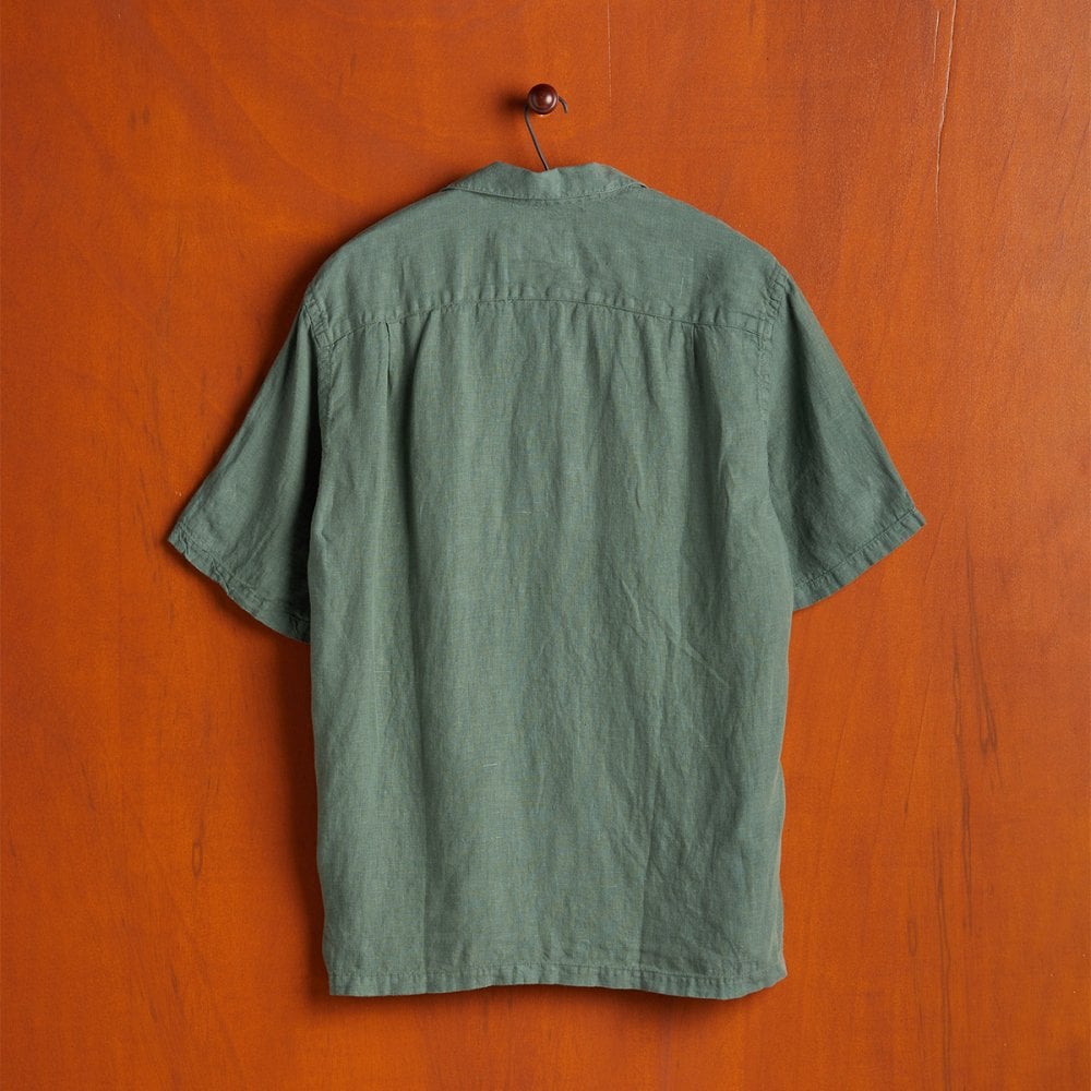 Linen Camp Collar Shirt - Dry Green