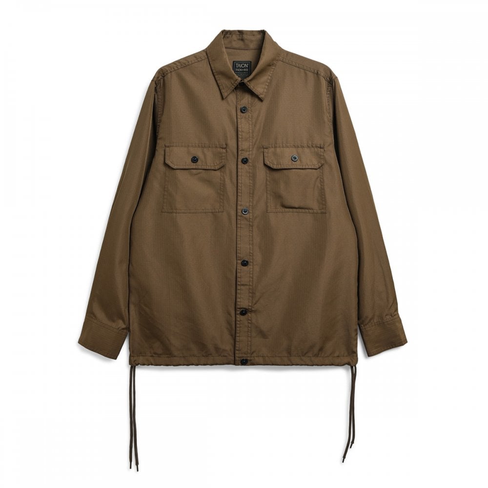 Non Down Military Long Sleeve Shirt - Light Brown