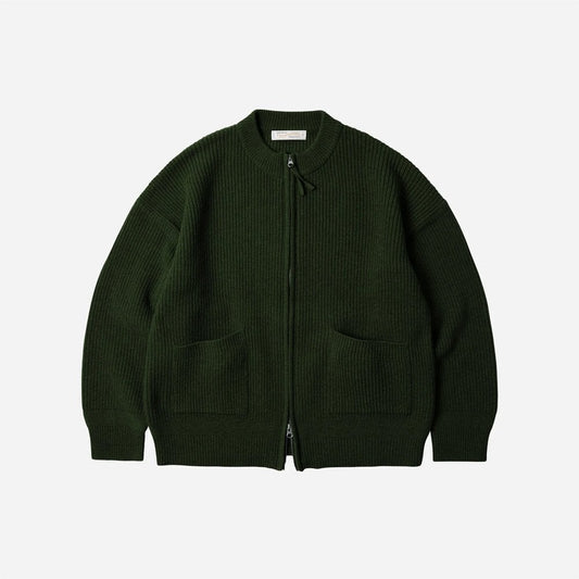 Wool Deck Zipup Cardigan Forest Green