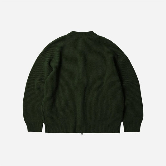 Wool Deck Zipup Cardigan Forest Green
