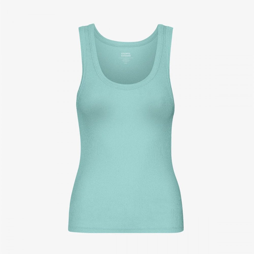 Women's Organic Rib Tank Top - Teal Blue
