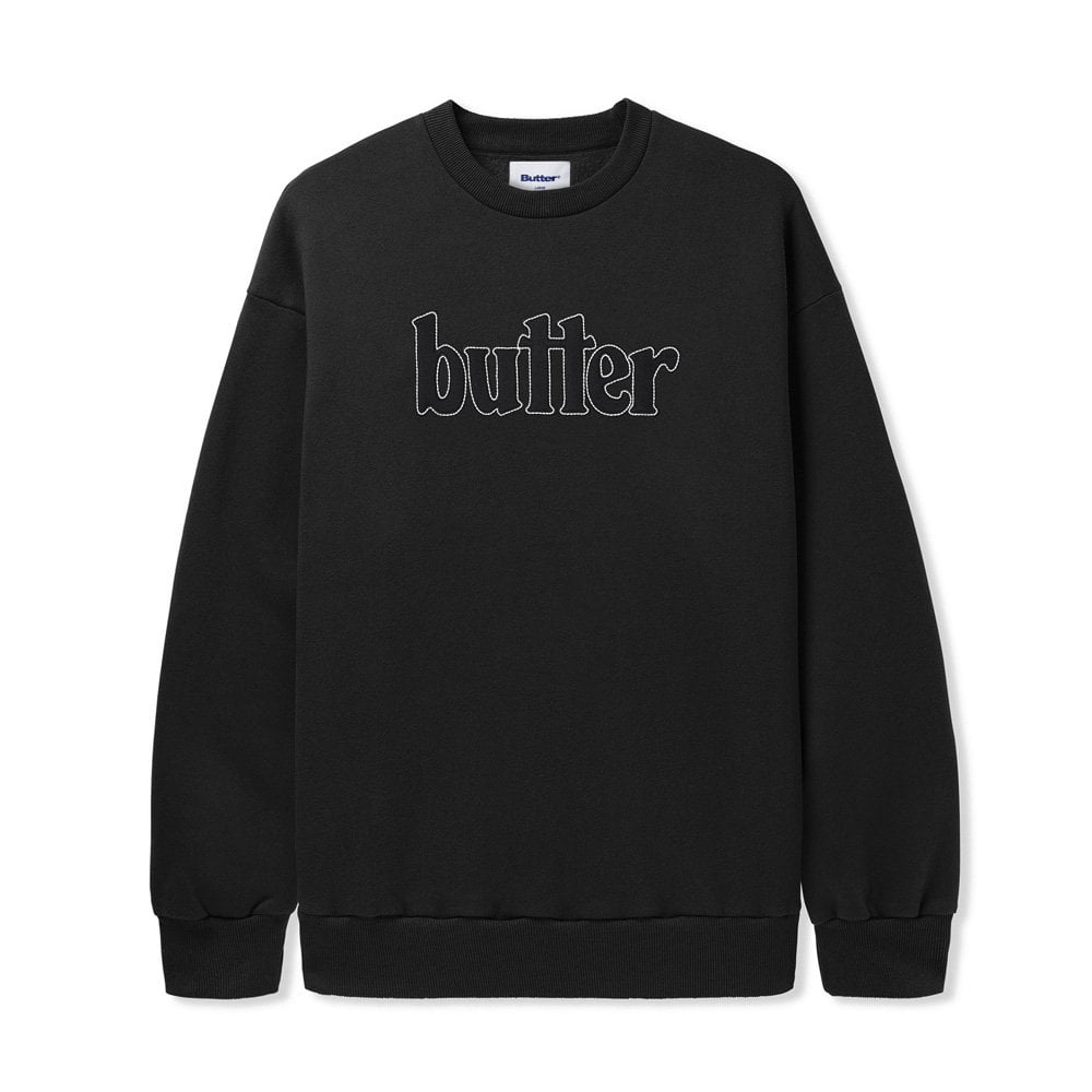 Fleece Applique Crewneck Black