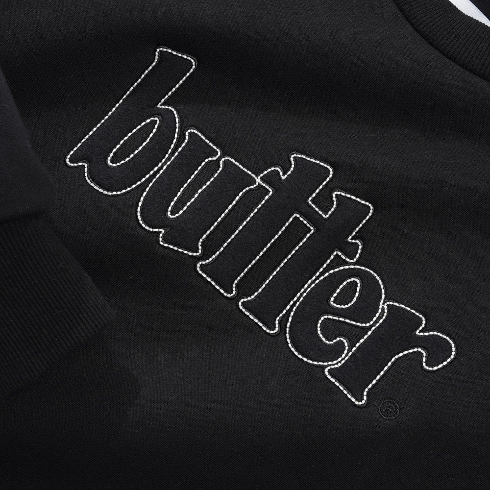Fleece Applique Crewneck Black