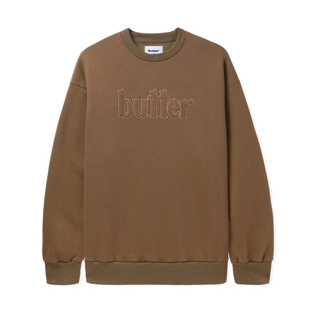Fleece Applique Crewneck Brown