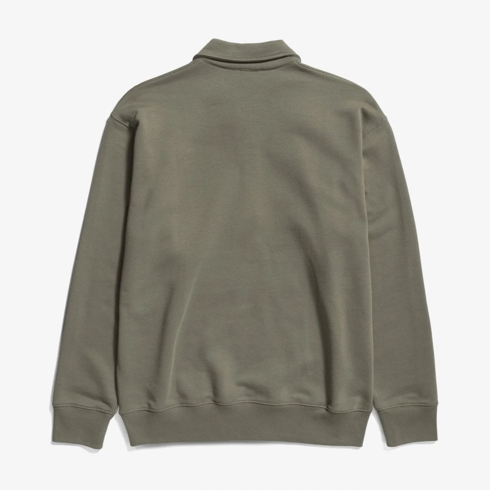 Ketel Relaxed Organic Norse Logo 1/2 Zip - Sediment Green