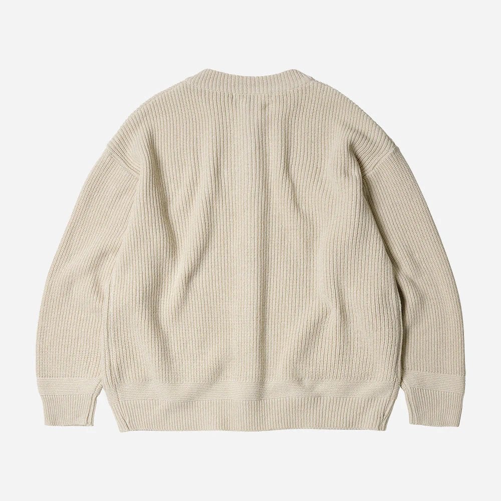 Heavy Wool Round Cardigan - Cream