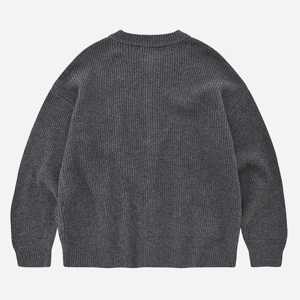 Heavy Wool Round Cardigan - Dark Grey