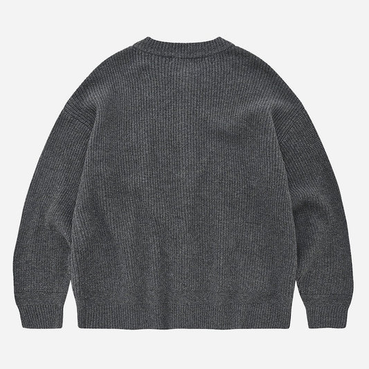 Heavy Wool Round Cardigan - Dark Grey