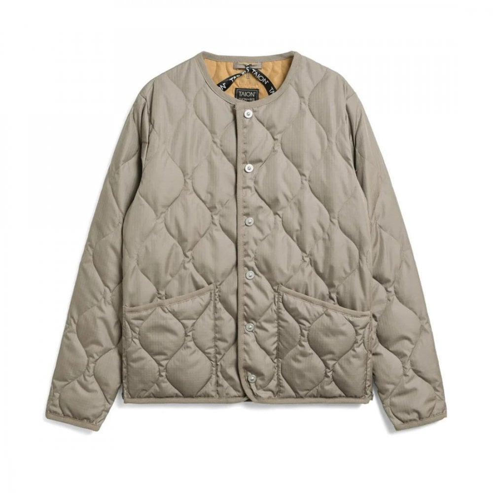 Military Crew-neck Down Jacket L. Mocha