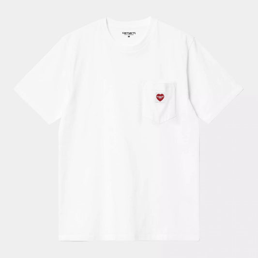 S/s Pocket Heart T-shirt - White / Red