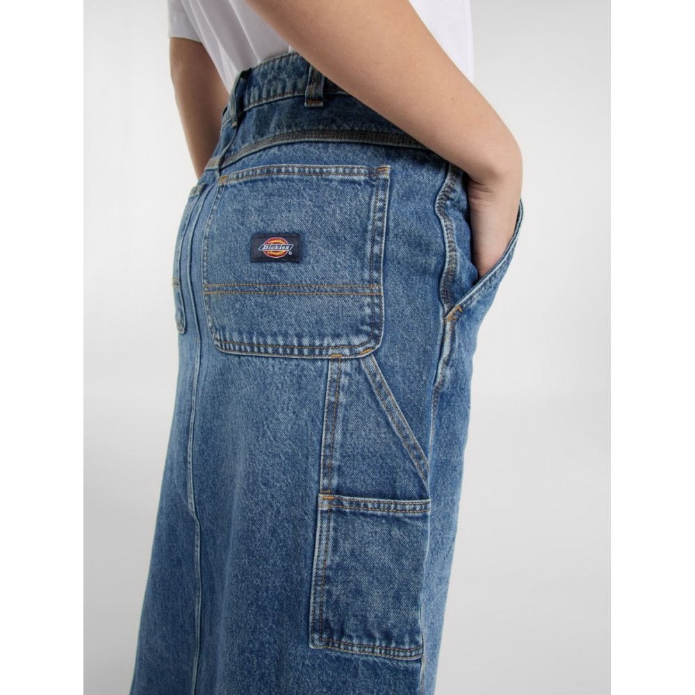 Women's Long Denim Carpenter Skirt