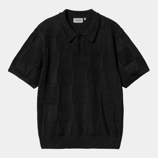 S/s Checker Polo, Black