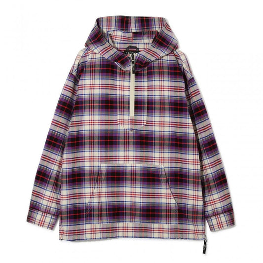 Washed Plaid Baja Hoodie - Blue