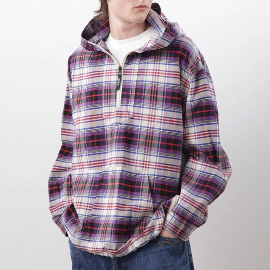 Washed Plaid Baja Hoodie - Blue
