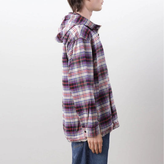 Washed Plaid Baja Hoodie - Blue