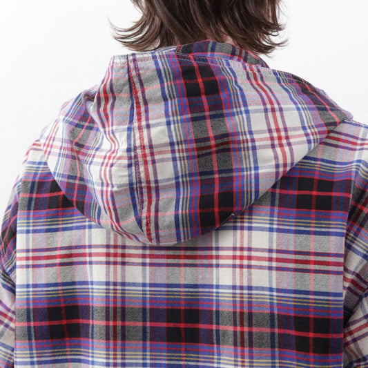 Washed Plaid Baja Hoodie - Blue