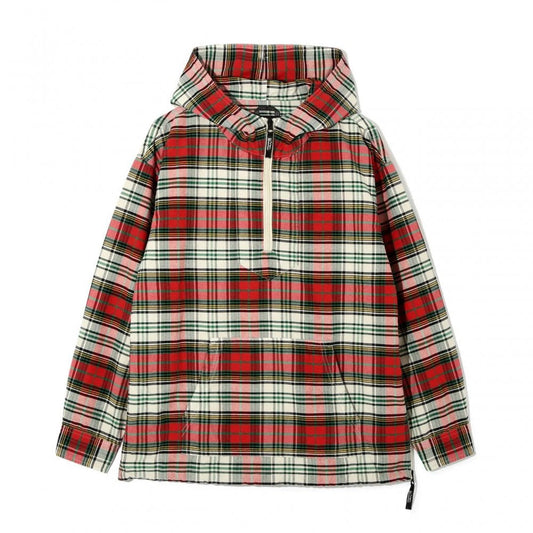 Washed Plaid Baja Hoodie - Red