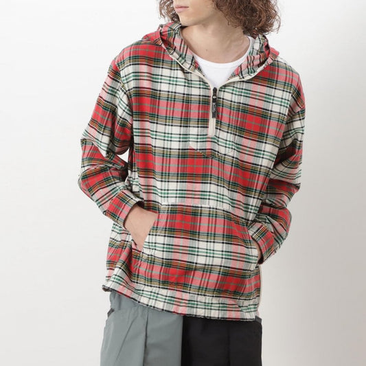 Washed Plaid Baja Hoodie - Red