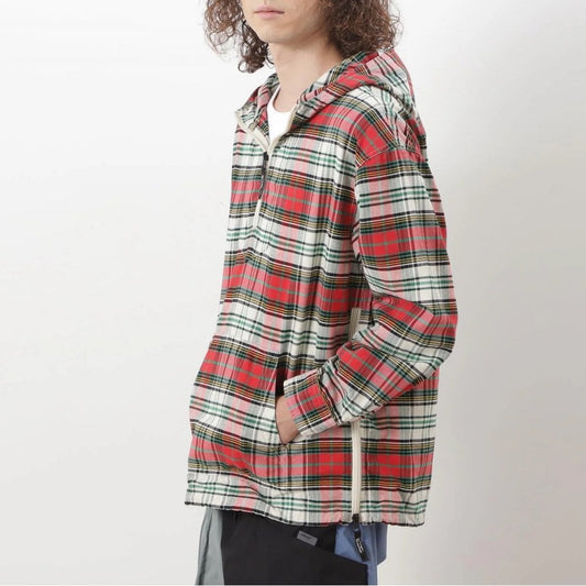 Washed Plaid Baja Hoodie - Red