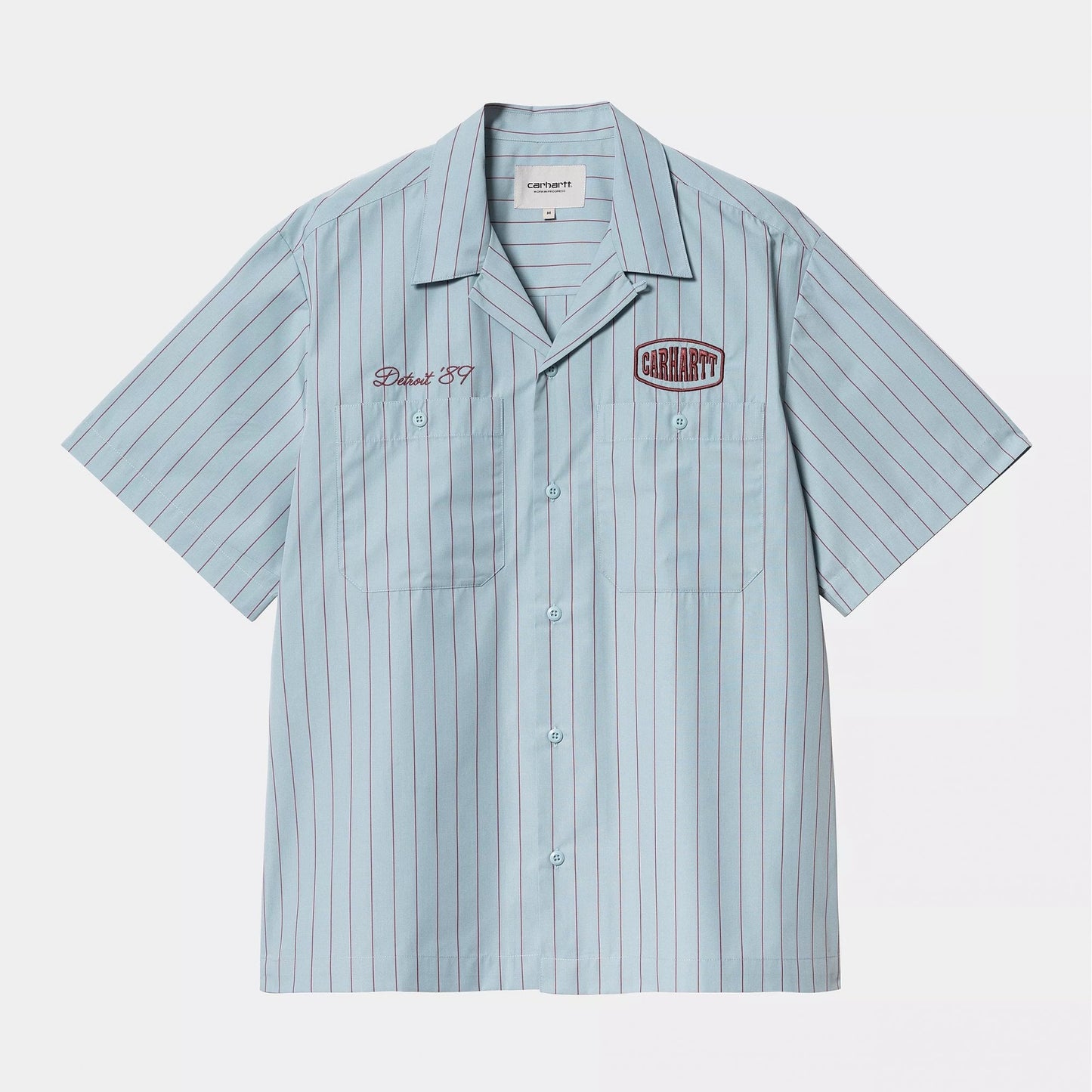 S/s Hendry Shirt - Seaton Stripe, Frosted Blue / Mulberry