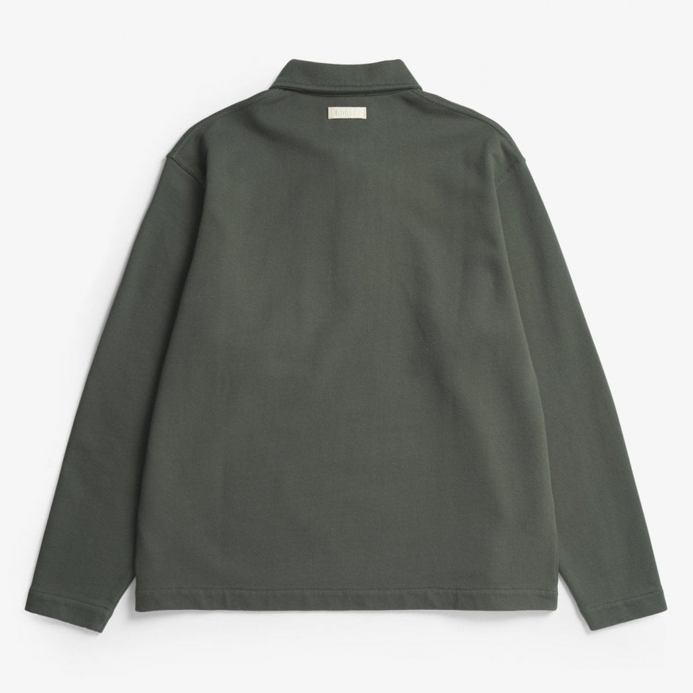 Fraser Relaxed Organic Loopback LS Polo - Black Olive