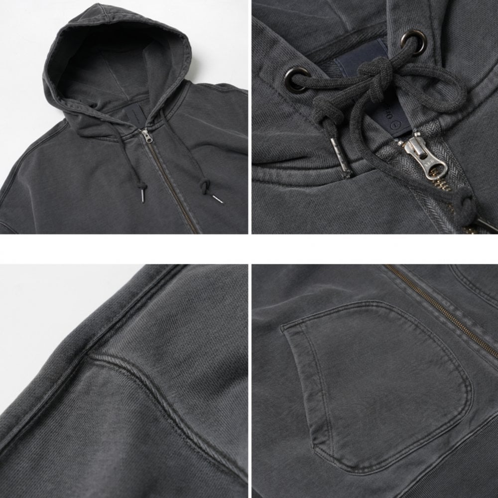 OG Pigment Dyeing Hood Zip-Up - Charcoal