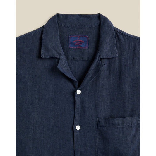 Linen Camp Collar Shirt - Navy
