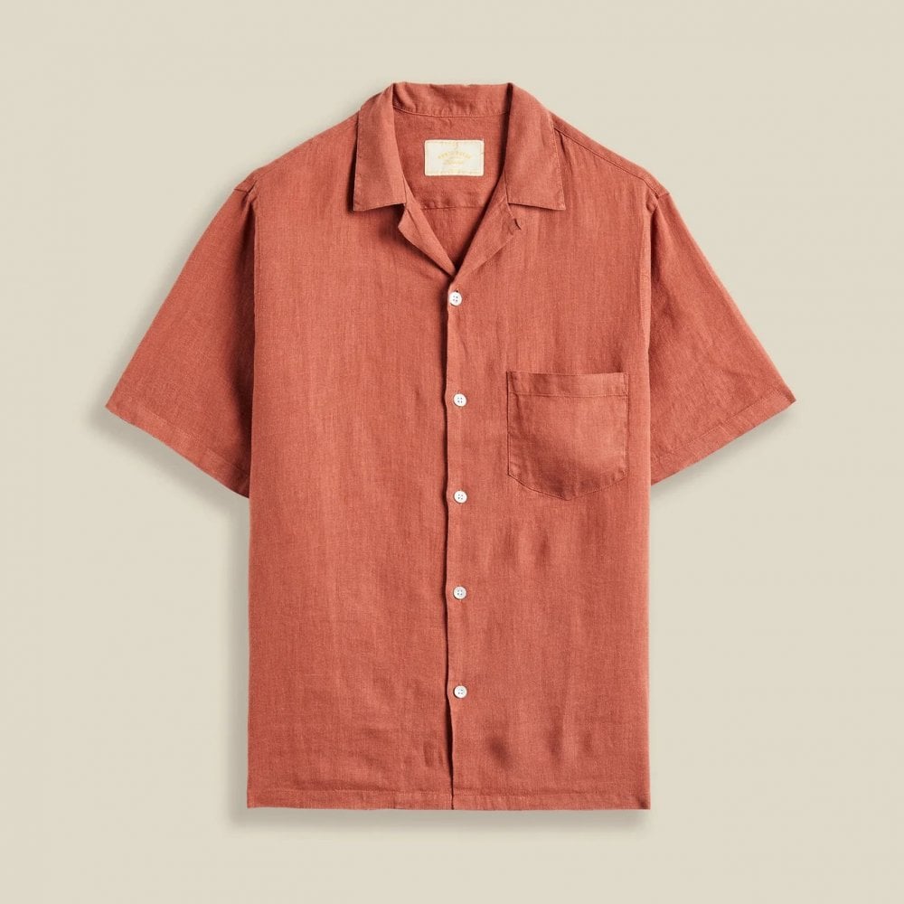 Linen Camp Collar Shirt - Terracotta