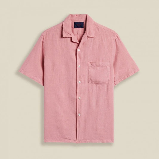 Linen Camp Collar Shirt - Rose