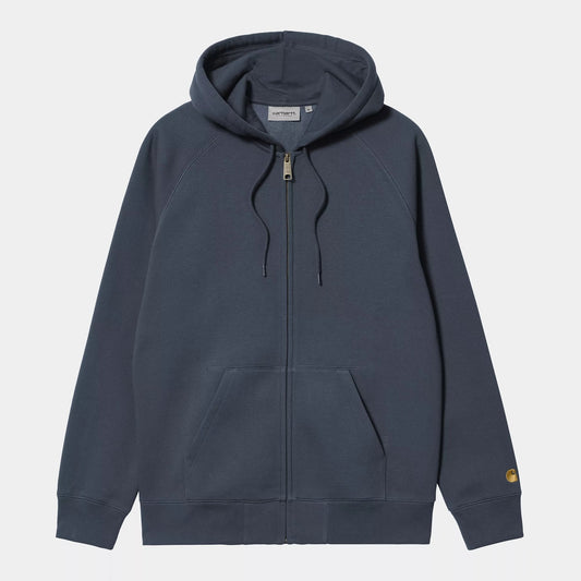 Hooded Chase Jacket - Dusky Blue / Gold