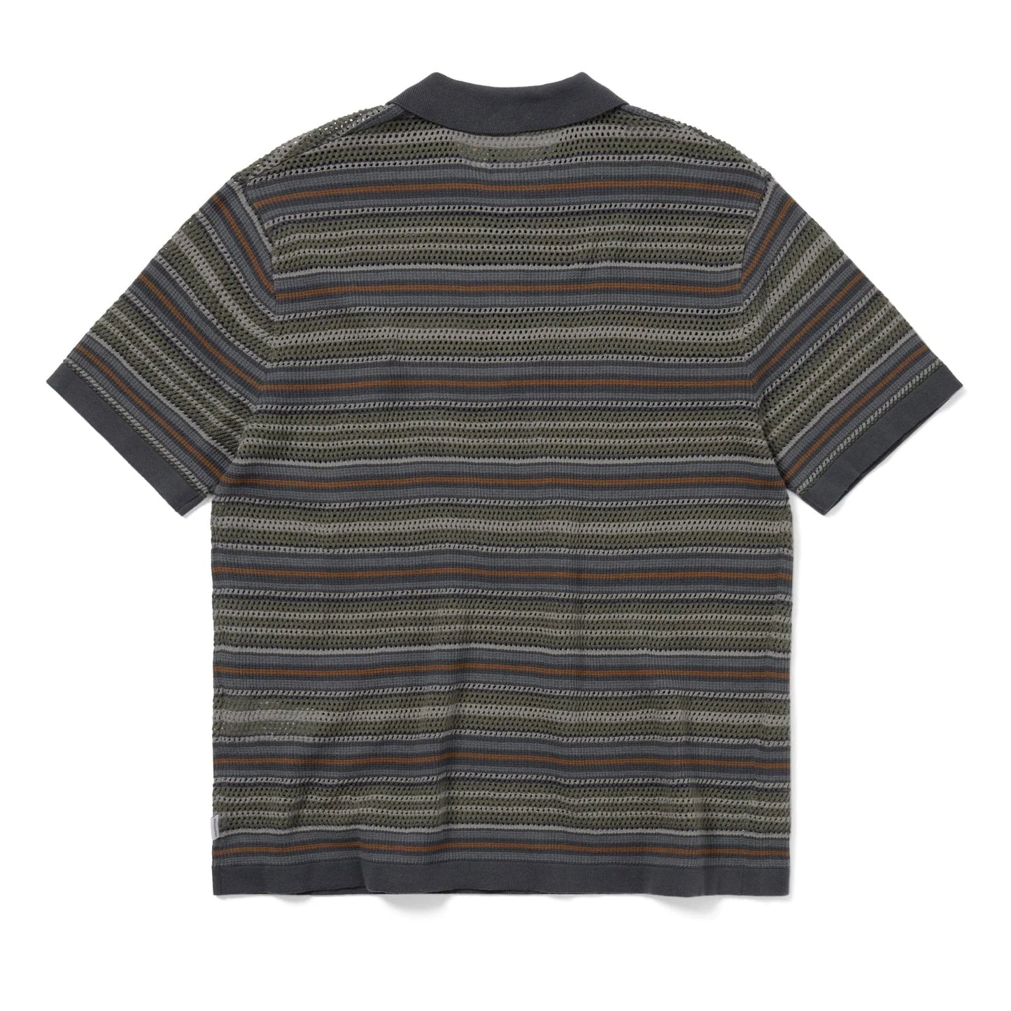Striped S/S Knit Polo - Grey