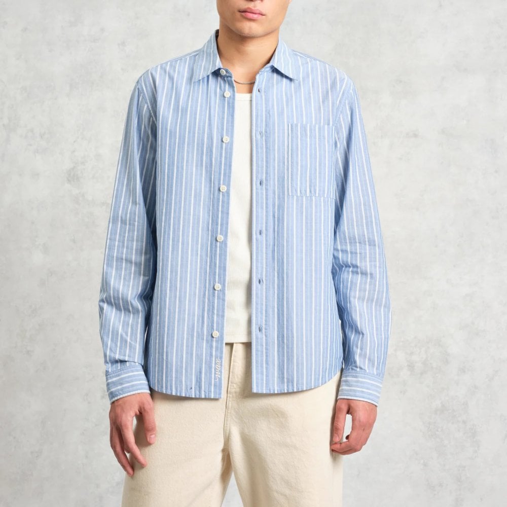 Rove LS Shirt, Cotton Poplin - Blue Stripe