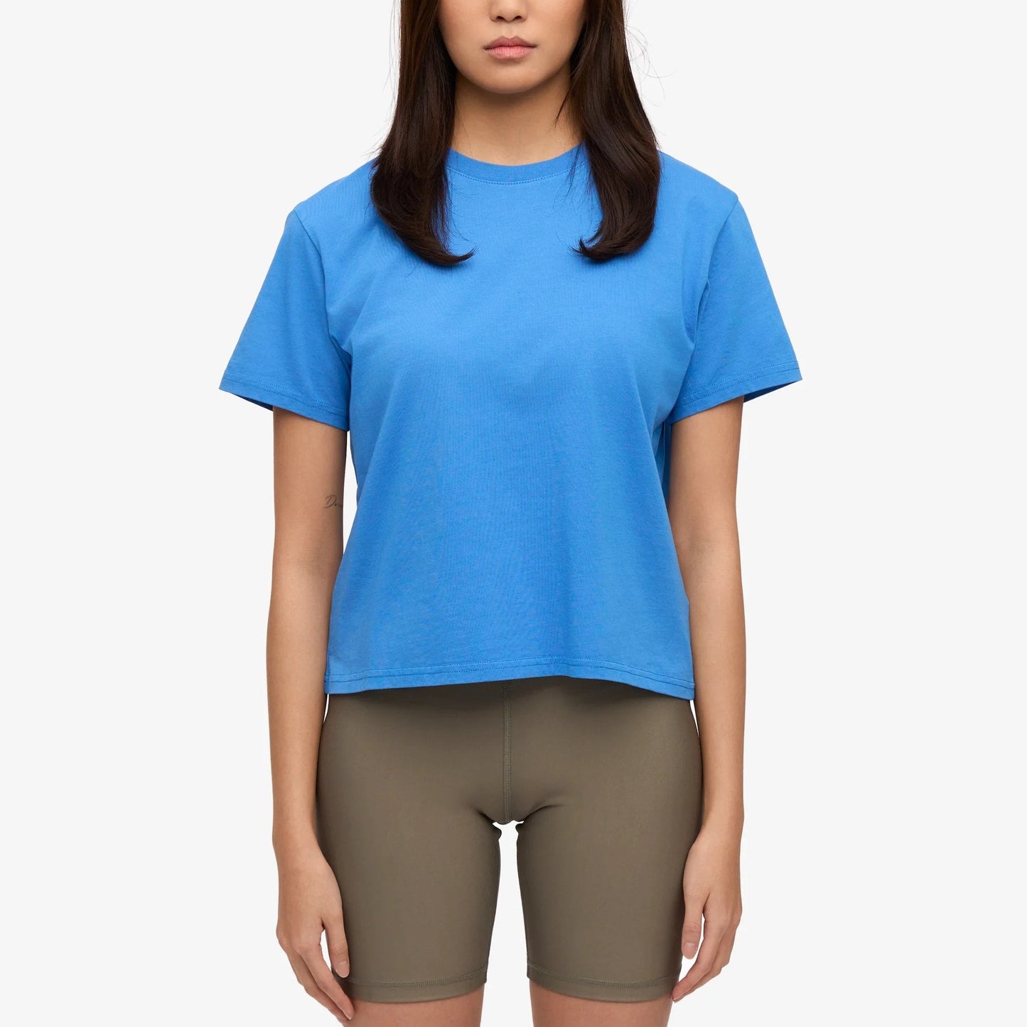 Women's Organic Boxy Crop Tee - Pacific Blue