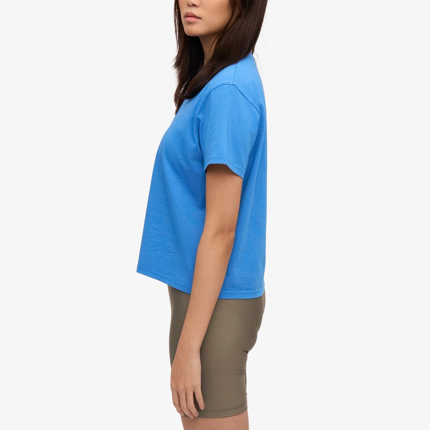 Women's Organic Boxy Crop Tee - Pacific Blue