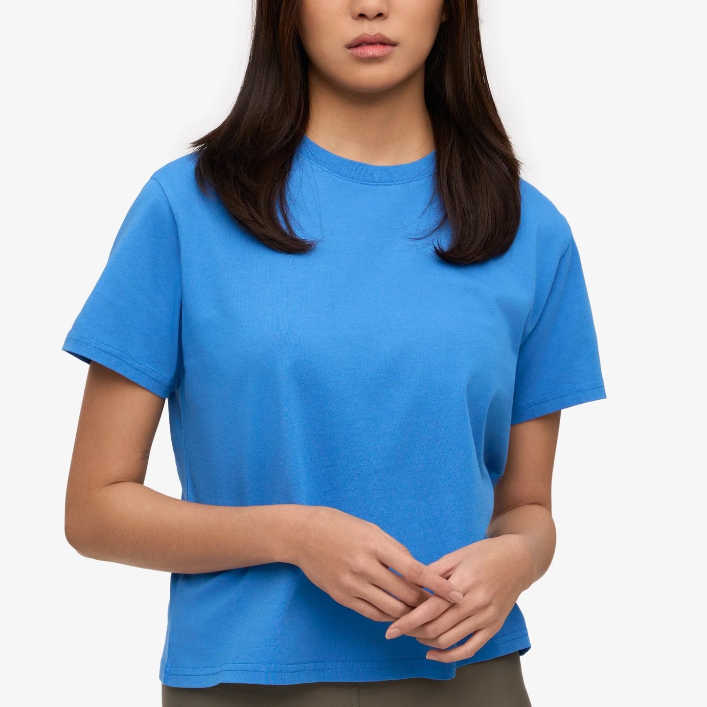 Women's Organic Boxy Crop Tee - Pacific Blue