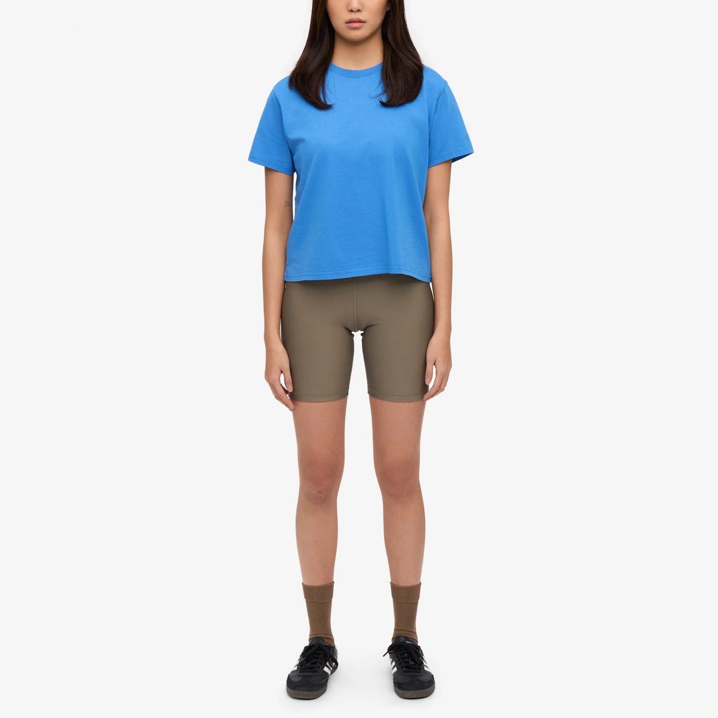 Women's Organic Boxy Crop Tee - Pacific Blue