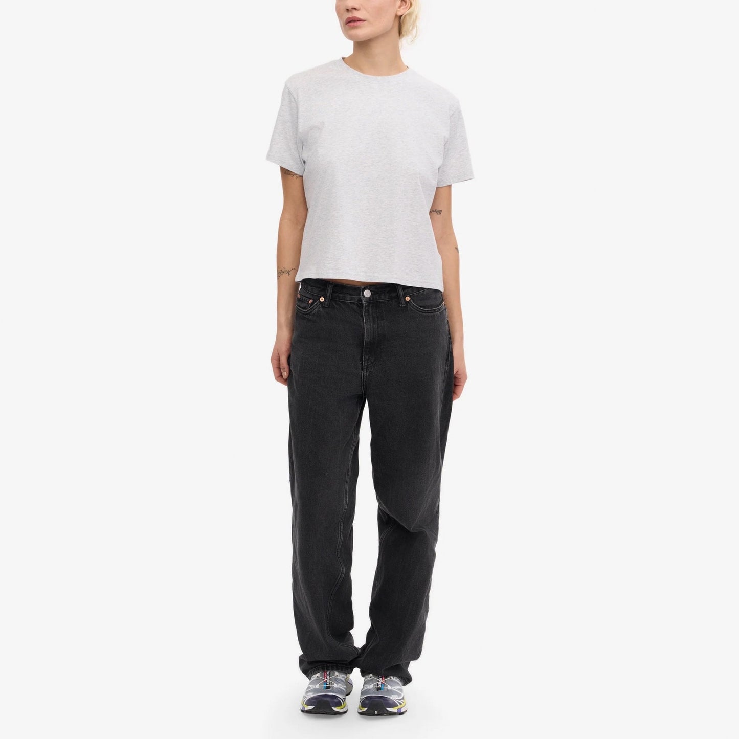 Women's Organic Boxy Crop Tee - Snow Melange