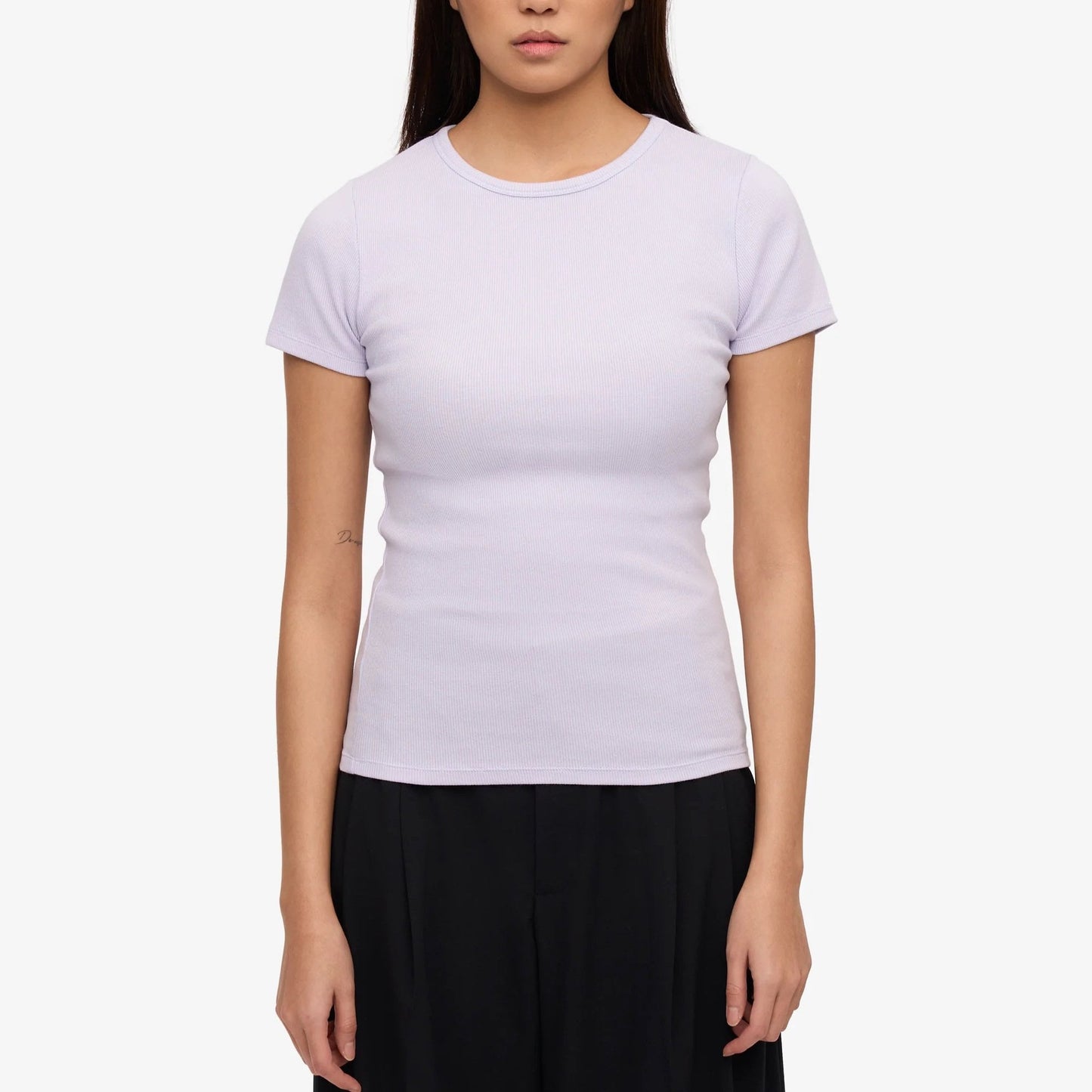 Women's Organic Rib Ss T-shirt - Soft Lavender